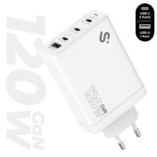 Cargador Subblim GaN 120W USB-C 4 Puertos Power Delivery Compacto Blanco