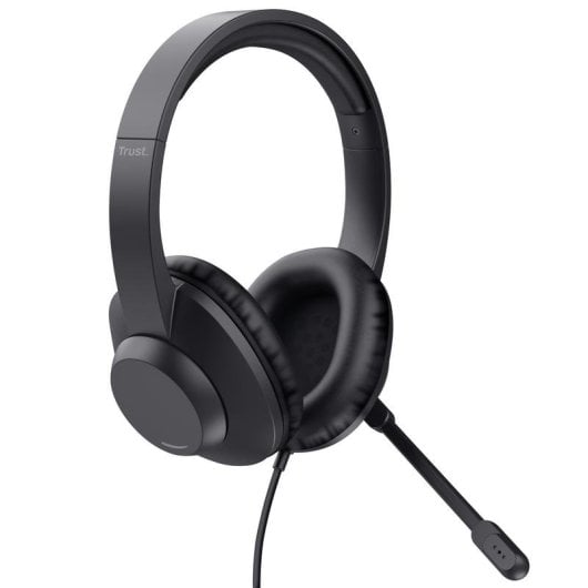 Auriculares Trust Ayda Max com fio jack 3.5mm para escritório e chamadas microfone preto