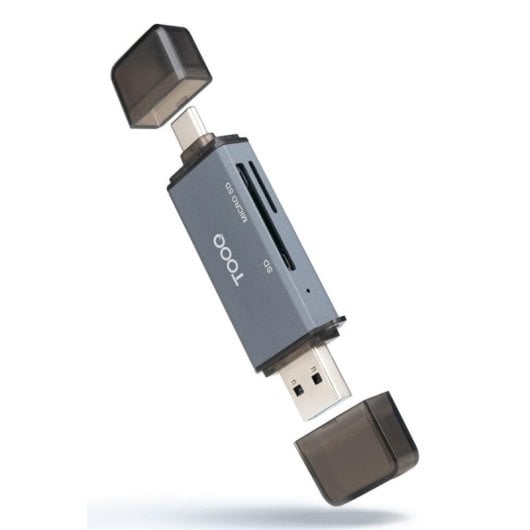 Lector de Tarjetas TooQ TQR-3001G SD TF USB-C 3.0 USB-A Gris Aluminio