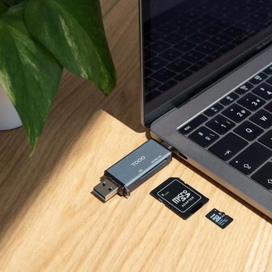 Lector de Tarjetas TooQ TQR-3001G SD TF USB-C 3.0 USB-A Gris Aluminio