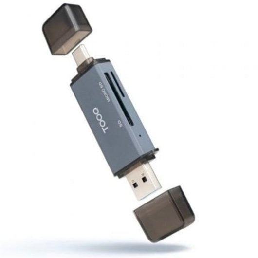 Lector de Tarjetas TooQ TQR-3001G SD TF USB-C 3.0 USB-A Gris Aluminio