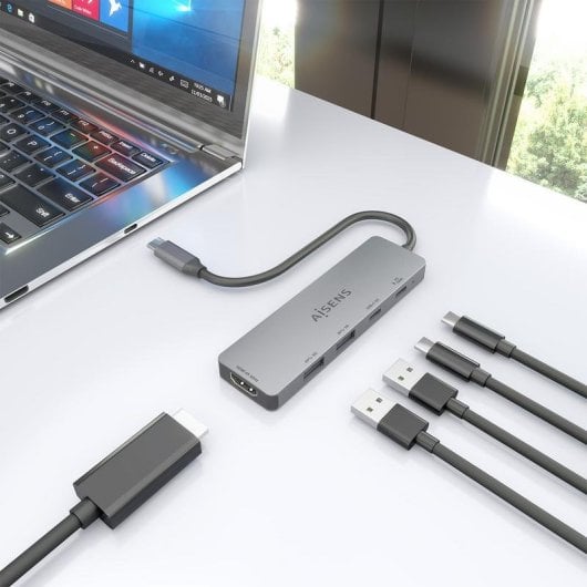 Dock USB-C Aisens ASUC-5P028-GR 1xHDMI 4K 2xUSB-A 2xUSB-C 100W PD Gris