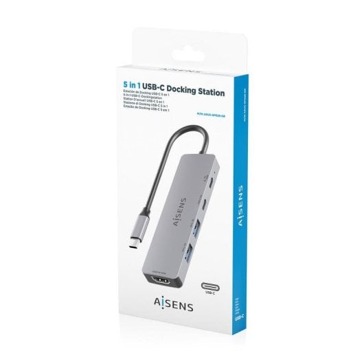 Dock USB-C Aisens ASUC-5P028-GR 1xHDMI 4K 2xUSB-A 2xUSB-C 100W PD Gris