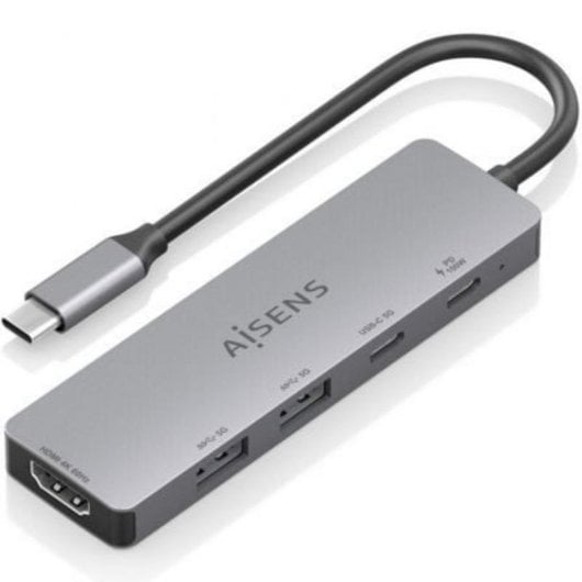 Dock USB-C Aisens ASUC-5P028-GR 1xHDMI 4K 2xUSB-A 2xUSB-C 100W PD Gris