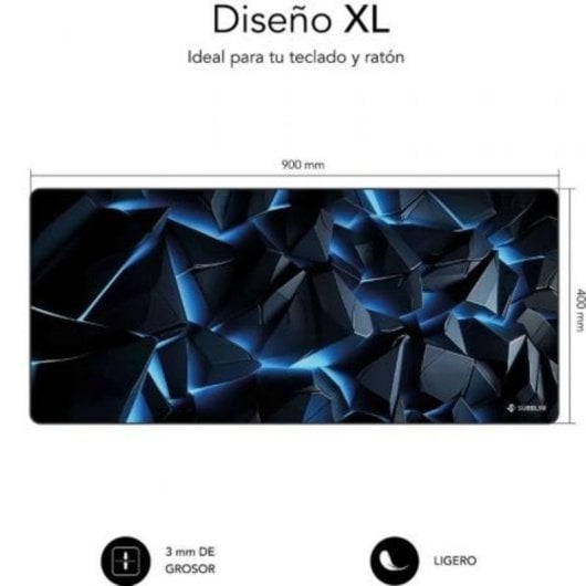 Tapis de souris Subblim Blue Obsidian XL surface micro-texturée et base antidérapante