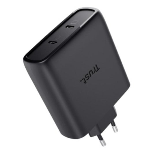 Carregador Trust Maxo GaN 100W 2xUSB-C Preto Cabo 2m Carregamento Rápido