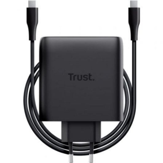 Carregador Trust Maxo GaN 100W 2xUSB-C Preto Cabo 2m Carregamento Rápido