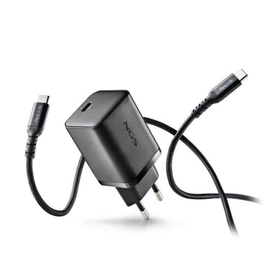 Carregador NGS Bud 65W-C USB-C GaN com Cabo 1,5 m Carregamento Rápido Preto