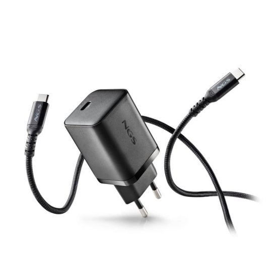 Carregador NGS Bud 65W-C USB-C GaN com Cabo 1,5 m Carregamento Rápido Preto