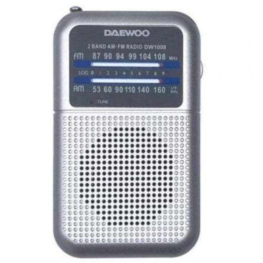 Radio portátil Daewoo DW1008 AM/FM altavoz integrado jack 3.5 mm plata