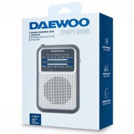 Radio portátil Daewoo DW1008 AM/FM altavoz integrado jack 3.5 mm plata
