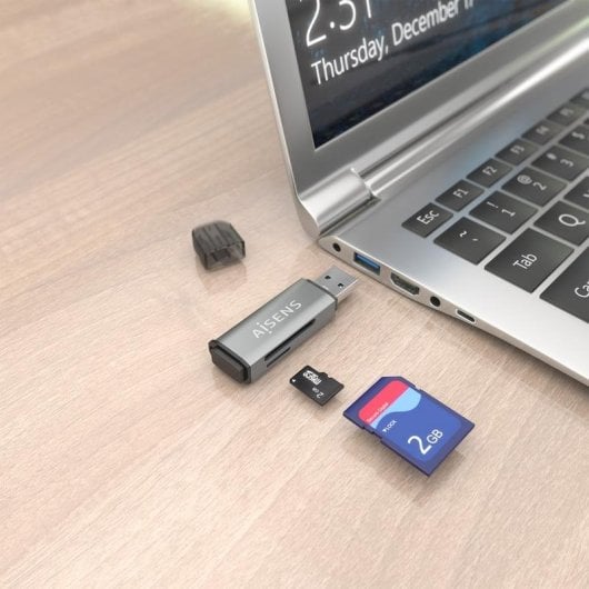 Lector de tarjetas Aisens ASCR-2A09-GR USB-A SD MicroSD MMC Gris