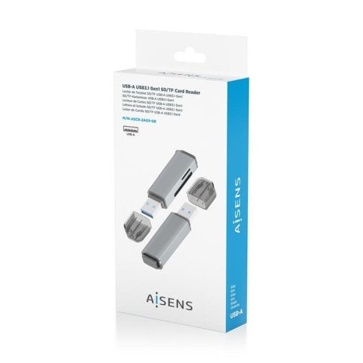 Lector de tarjetas Aisens ASCR-2A09-GR USB-A SD MicroSD MMC Gris