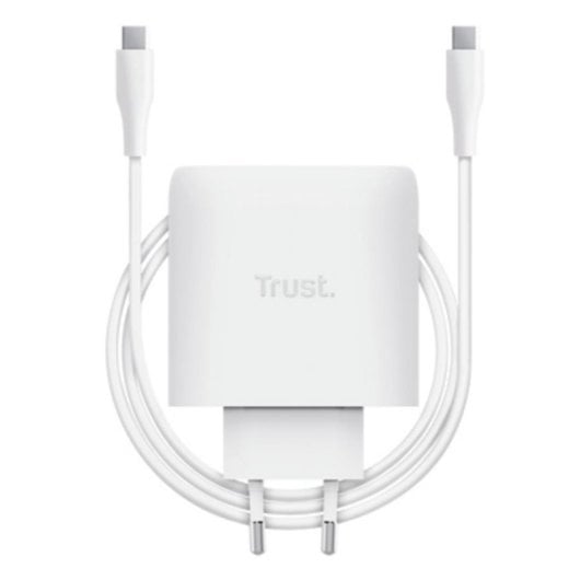 Chargeur GaN Trust Maxo 65W USB-C câble 2m charge rapide blanc