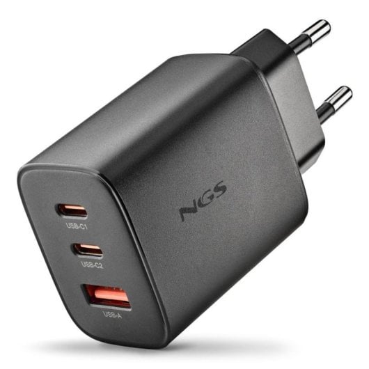 Carregador NGS ERA 65W BLACK GaN 2xUSB-C 1xUSB-A Carga Rápida