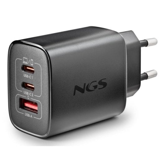 Carregador NGS ERA 65W BLACK GaN 2xUSB-C 1xUSB-A Carga Rápida