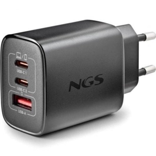 Carregador NGS ERA 65W BLACK GaN 2xUSB-C 1xUSB-A Carga Rápida