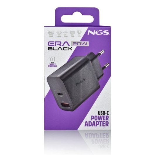 Carregador NGS ERA 20W BLACK GaN 2 Portas PD QC3.0 PPS Universal