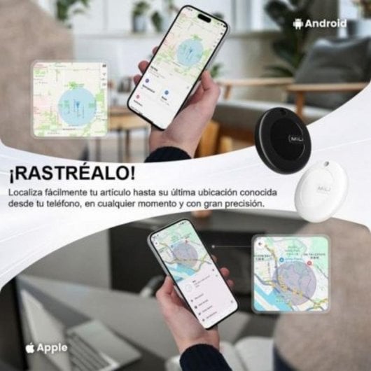 Localizador Leotec EasyTag Duo Negro Certificación Apple Google IP65 Batería Larga