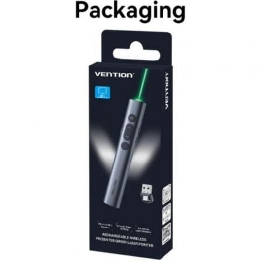 Presentador inalámbrico Vention KQJH0 Bluetooth USB-C Puntero Láser Verde Gris