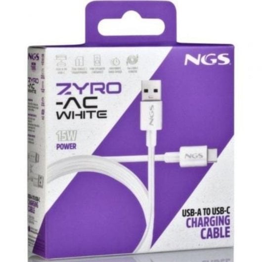 Cable USB NGS ZYRO-AC White USB-A a USB-C 1m 15W 480Mbps Blanco