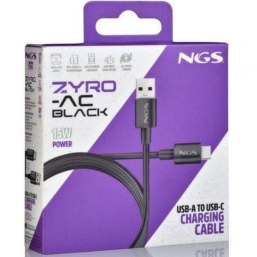 Cavo USB NGS ZYRO-AC Black 1m USB-A a USB-C 15W 480Mbps