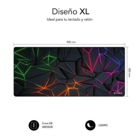 Tapis de souris Subblim Neon Obsidian XL 900x400x3 mm base antidérapante