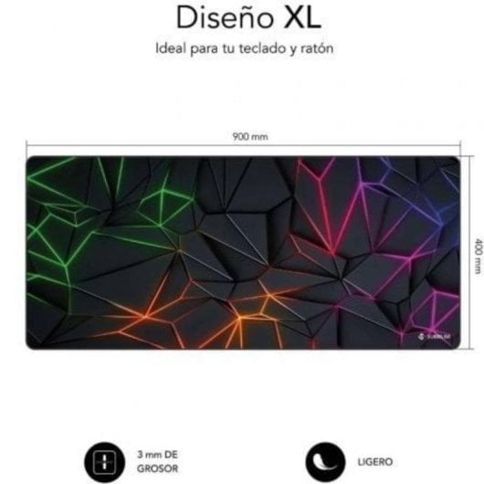 Tapis de souris Subblim Neon Obsidian XL 900x400x3 mm base antidérapante