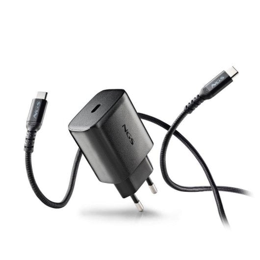 Carregador NGS Bud 45W-C GaN USB-C PD PPS Cabo 1,5 m Preto