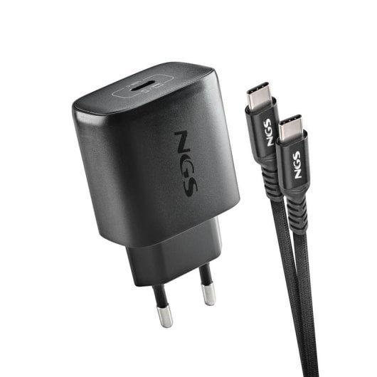 Carregador NGS Bud 45W-C GaN USB-C PD PPS Cabo 1,5 m Preto
