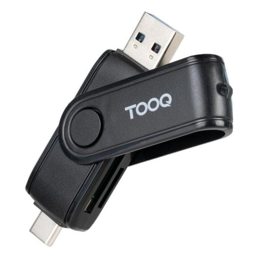 Lector de tarjetas TooQ TQR-3003B USB-C 2.0 USB-A 3.0 SD TF Compacto Negro