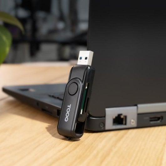 Lector de tarjetas TooQ TQR-3003B USB-C 2.0 USB-A 3.0 SD TF Compacto Negro