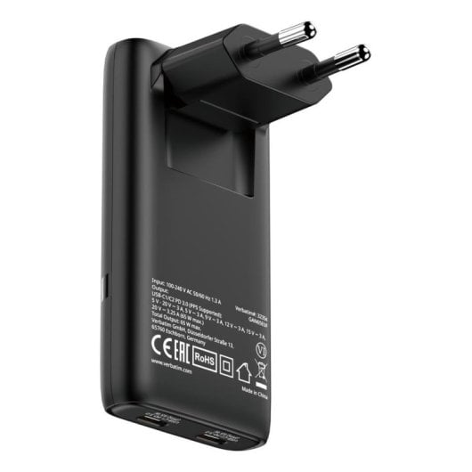 Cargador Verbatim 32354 65W USB-C GaN Negro carga rápida Power Delivery 3.0