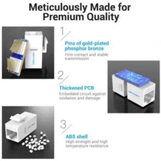 Conector RJ45 Vention IPGW0-5 Keystone Cat6 UTP Blanco Pack 5