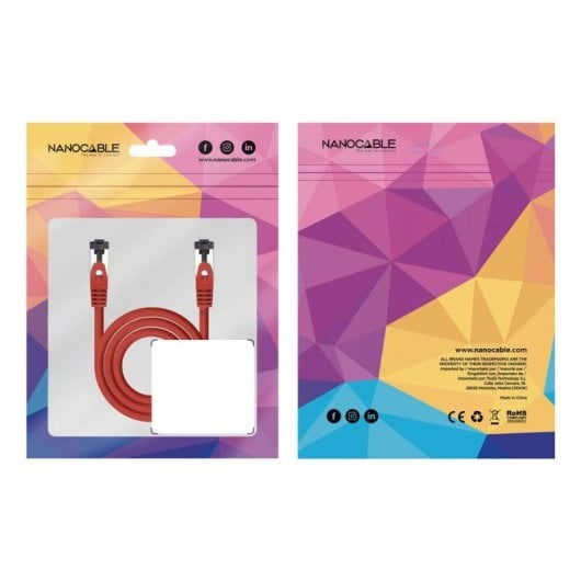 Cable de red Nanocable 10.20.2001-R Cat8.1 1m SSTP AWG26 LSZH Rojo