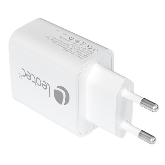 Cargador Leotec LECSPH30W2W GaN 30W 1xUSB-C PD 1xUSB-A Blanco