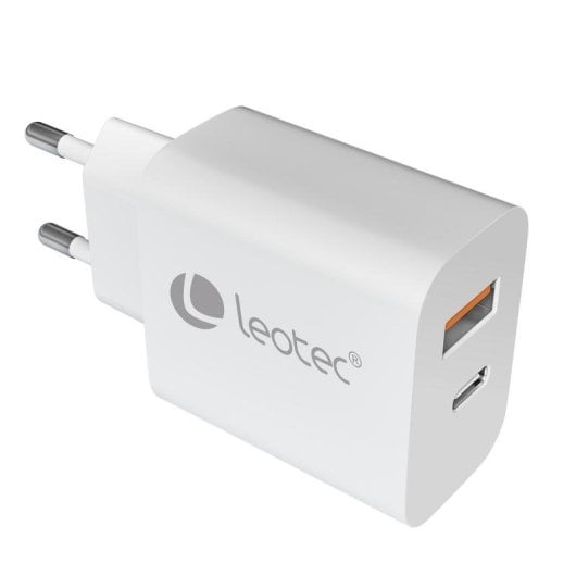 Cargador Leotec LECSPH30W2W GaN 30W 1xUSB-C PD 1xUSB-A Blanco