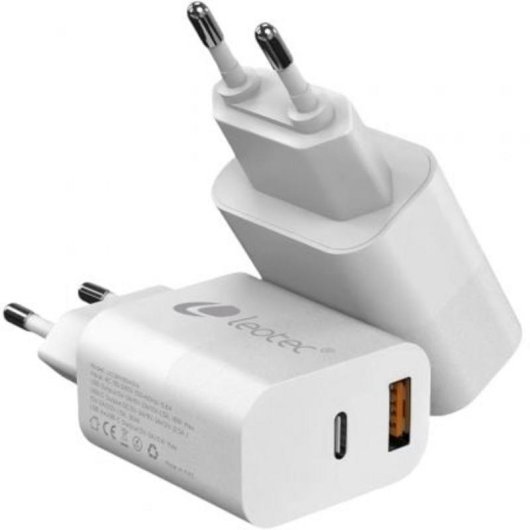 Cargador Leotec LECSPH30W2W GaN 30W 1xUSB-C PD 1xUSB-A Blanco