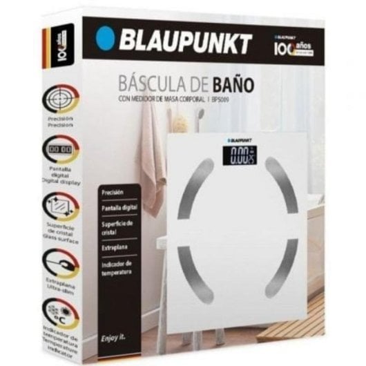 Báscula de banho Blaupunkt BP5009 design extraplano, visor digital, superfície vidro