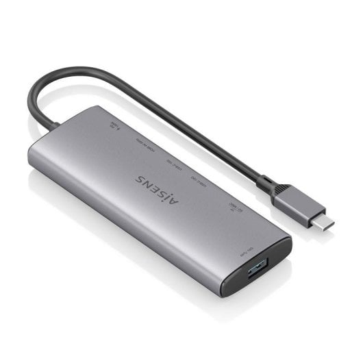 Dock USB-C Aisens ASUC-7P031-GR 7-en-1 Aluminio 4K 10Gbps Gris 20cm