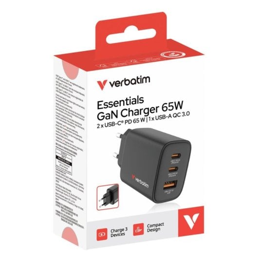 Caricatore Verbatim 32352 65W USB-C GaN Universale Ricarica Rapida