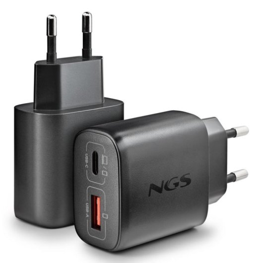 Cargador NGS ERA 45W Black GaN USB-C USB-A Carga Rápida Universal