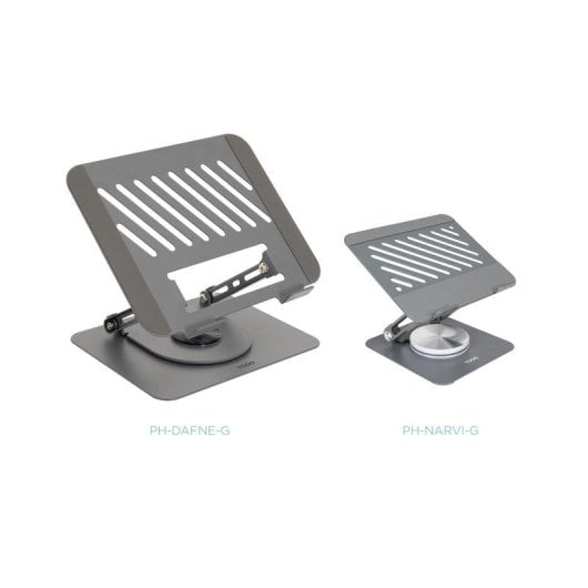 Soporte Tablet TooQ PH-NARVI-G plegable 360° acero carbono hasta 13" gris oscuro
