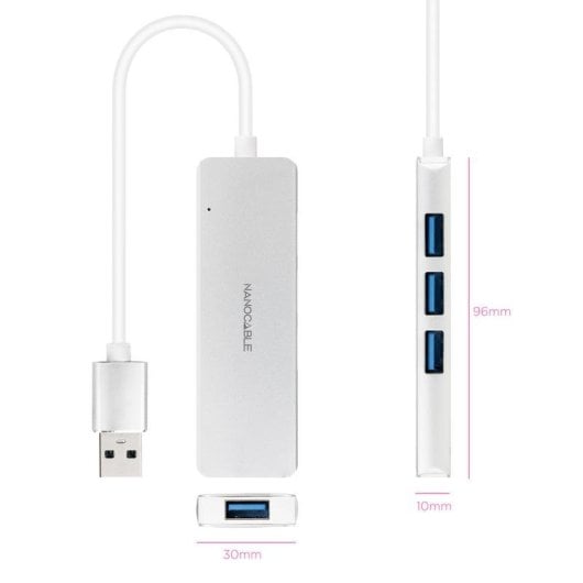 Hub Nanocable 4 porte 5 Gbps modello 10.16.4602 USB 3.0 alluminio