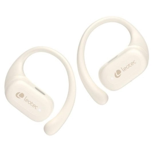 Auriculares Leotec Zenit Sport inalámbricos Bluetooth con Cancelación de Ruido, Micrófono y resistencia IPX5, color beig