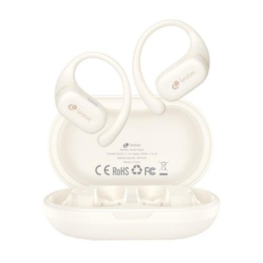 Auriculares Leotec Zenit Sport inalámbricos Bluetooth con Cancelación de Ruido, Micrófono y resistencia IPX5, color beig