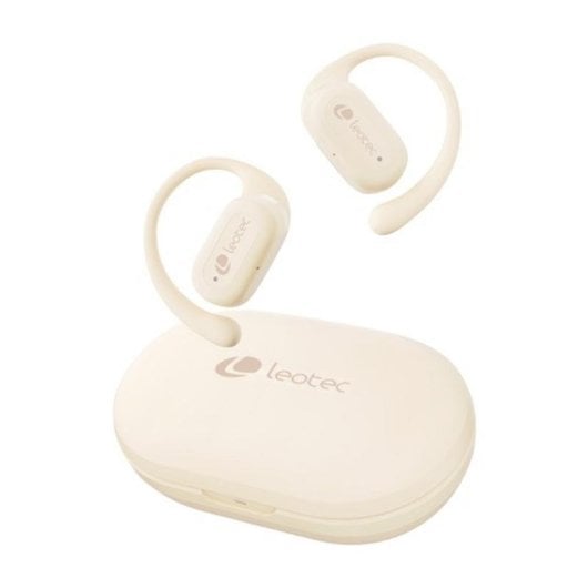 Auriculares Leotec Zenit Sport inalámbricos Bluetooth con Cancelación de Ruido, Micrófono y resistencia IPX5, color beig