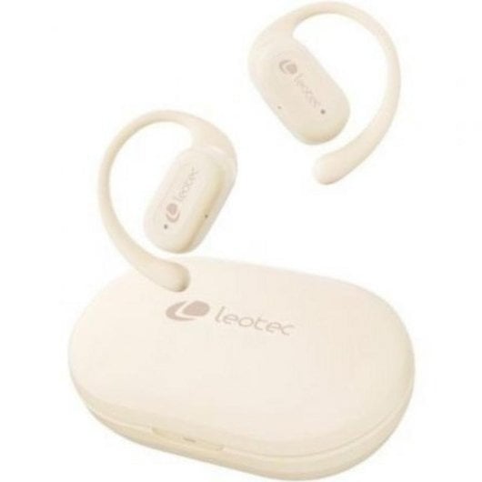 Auriculares Leotec Zenit Sport inalámbricos Bluetooth con Cancelación de Ruido, Micrófono y resistencia IPX5, color beig