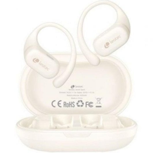 Auriculares Leotec Zenit Sport inalámbricos Bluetooth con Cancelación de Ruido, Micrófono y resistencia IPX5, color beig