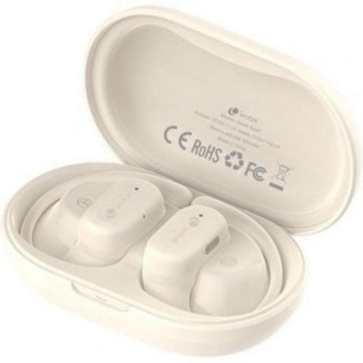 Auriculares Leotec Zenit Sport inalámbricos Bluetooth con Cancelación de Ruido, Micrófono y resistencia IPX5, color beig